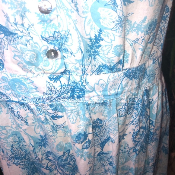 VICTORIA HILL SIZE 14 BLUE FLORAL SLEEVELESS DRESS WITH EMBROIDERED TRIM EUC - Picture 3 of 6
